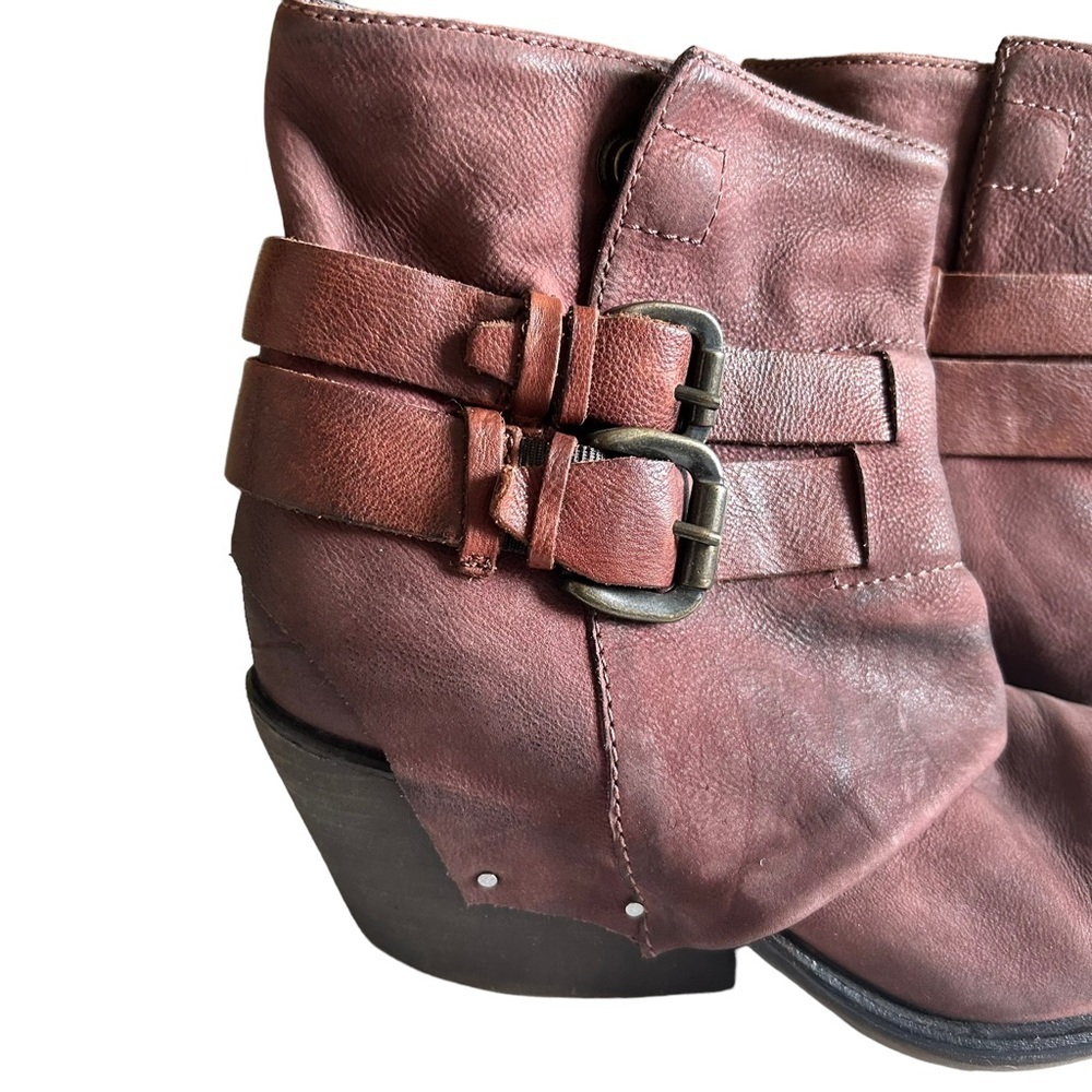 Sheridan Mia Brown Block Heel Nubuck Leather Buckle Womens Ankle Bootie Size 8 - Picture 5 of 10